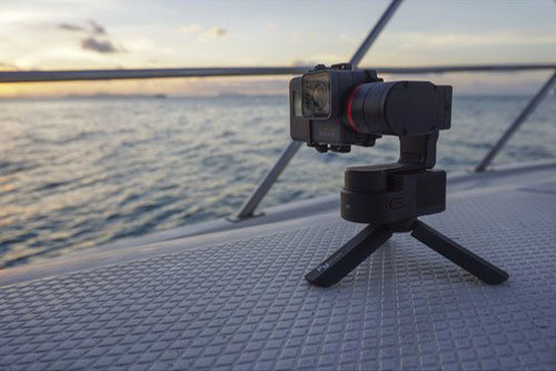 FeiyuTech WG2 Waterproof wearable gimbal mounted on tripod