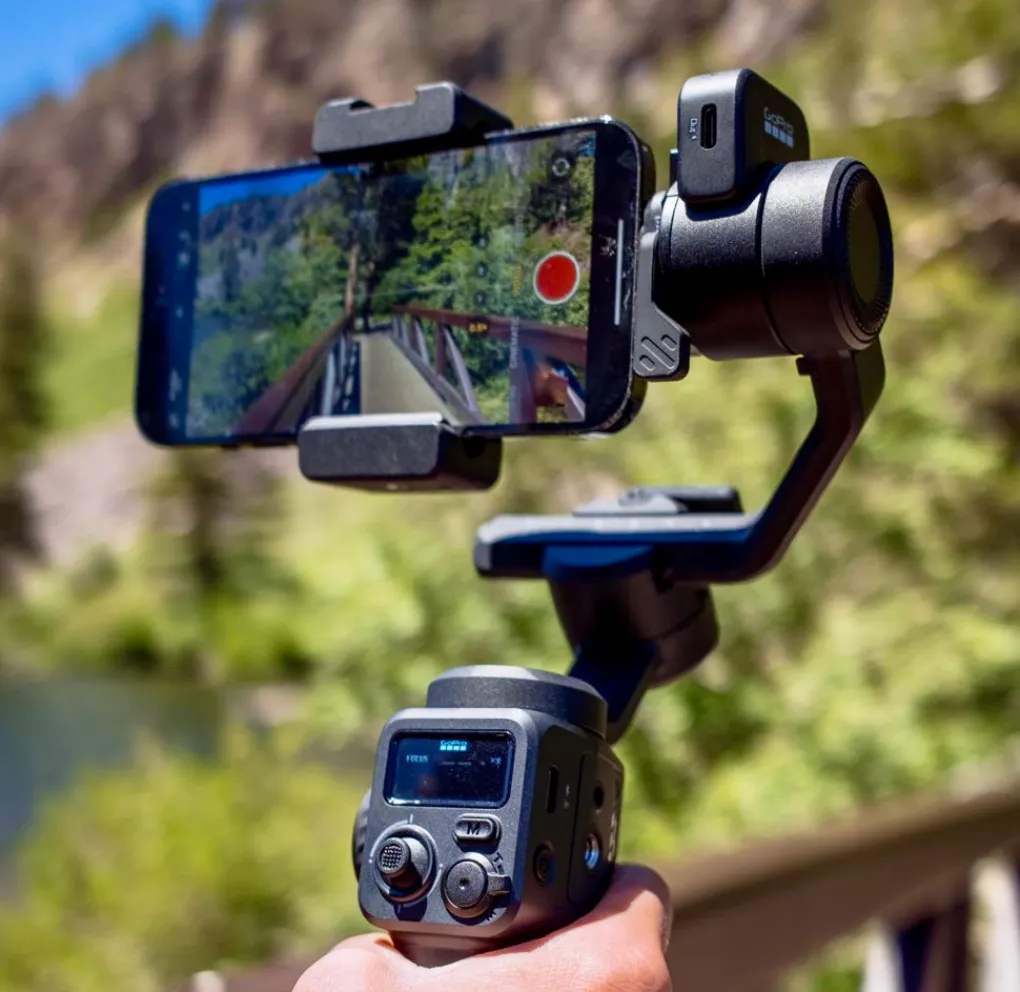 GoPro Fluid Pro AI with smartphone mounted